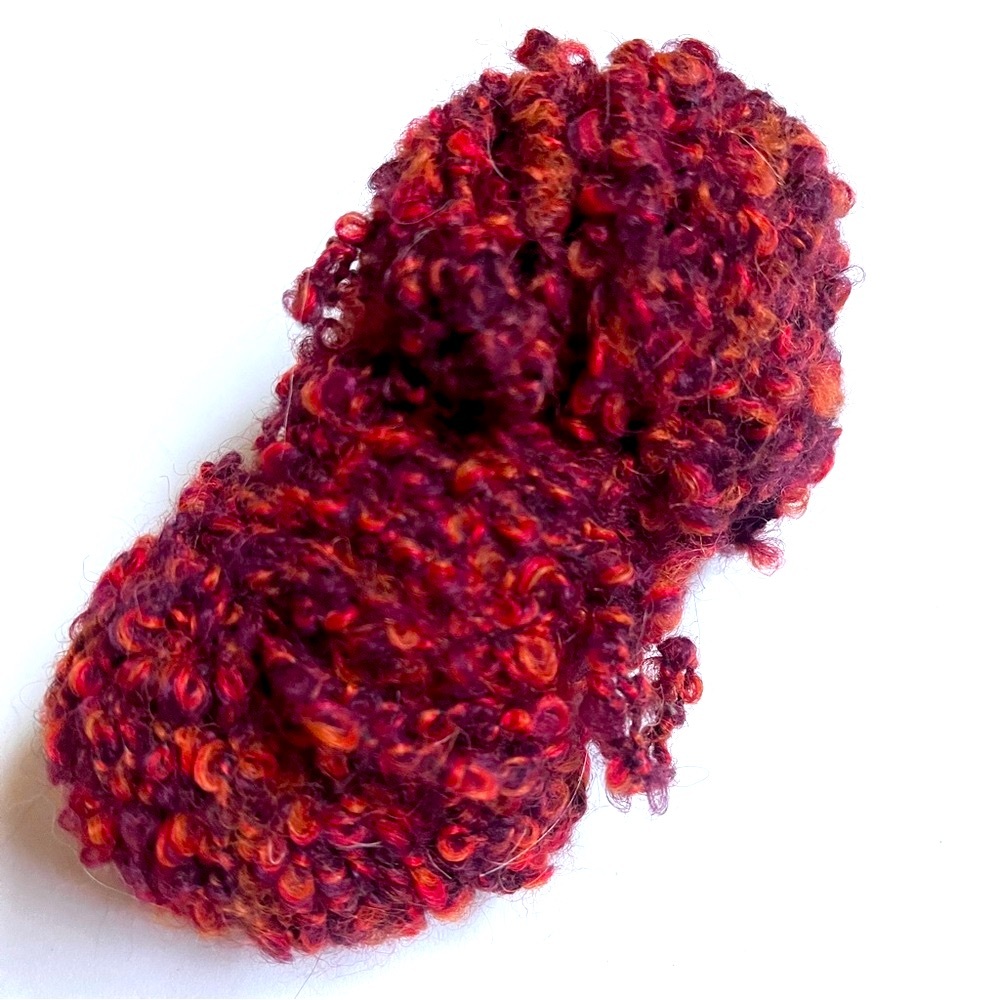 Plymouth Yarn Alpaca Boucle Yarn- 1/3rd ball Red with Orange hints.